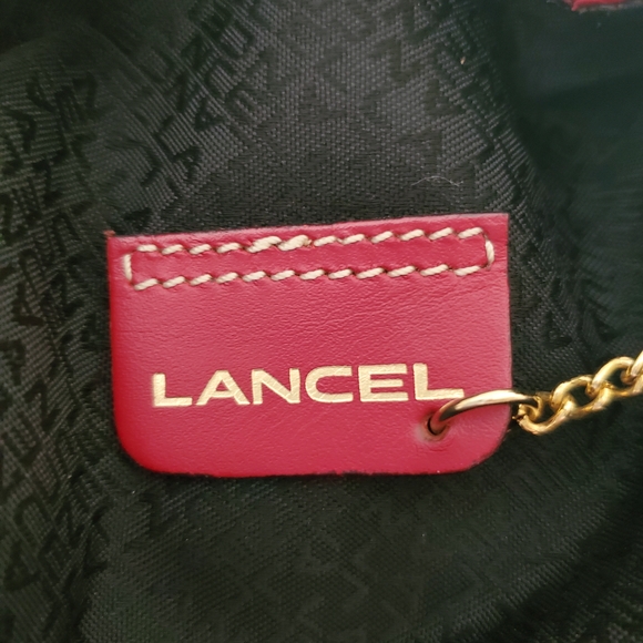 Lancel Paris Deep Red Leather Drawstring Bucket Bag Shoulder Purse Elsa Sellier - Picture 11 of 14